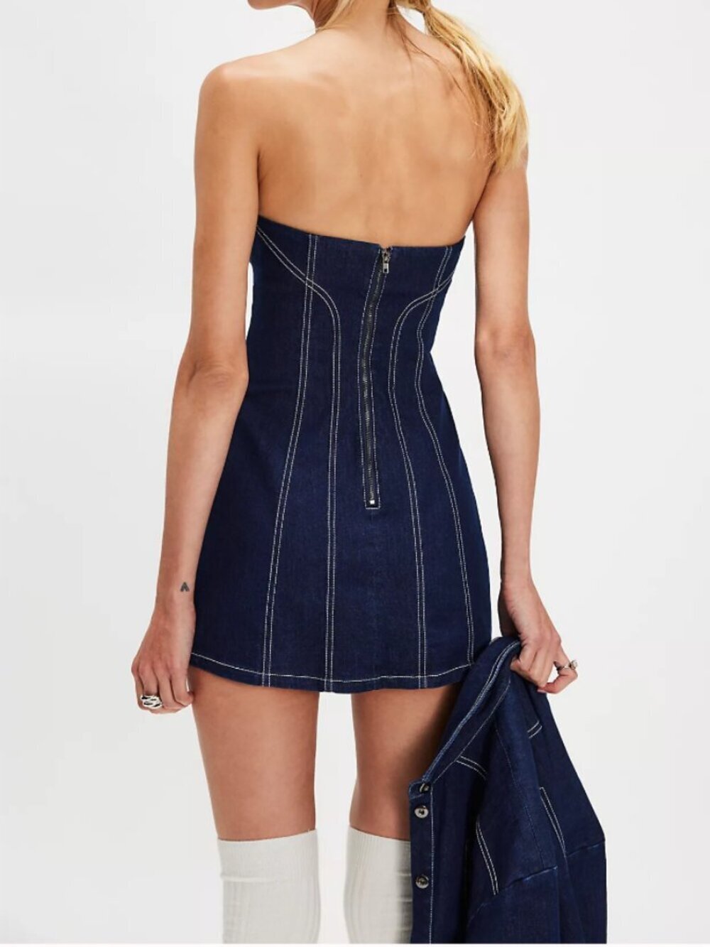 NWT Free People Alexa Mini Dress Set in Denim Dark - Picture 3 of 4